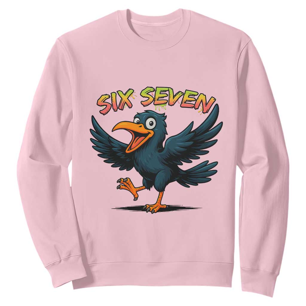 Funny Raven Six Seven Meme Trending Gift Sweatshirt TS12 Light Pink Print Your Wear