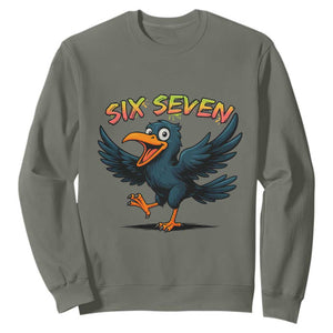 Funny Raven Six Seven Meme Trending Gift Sweatshirt TS12 Military Green Print Your Wear
