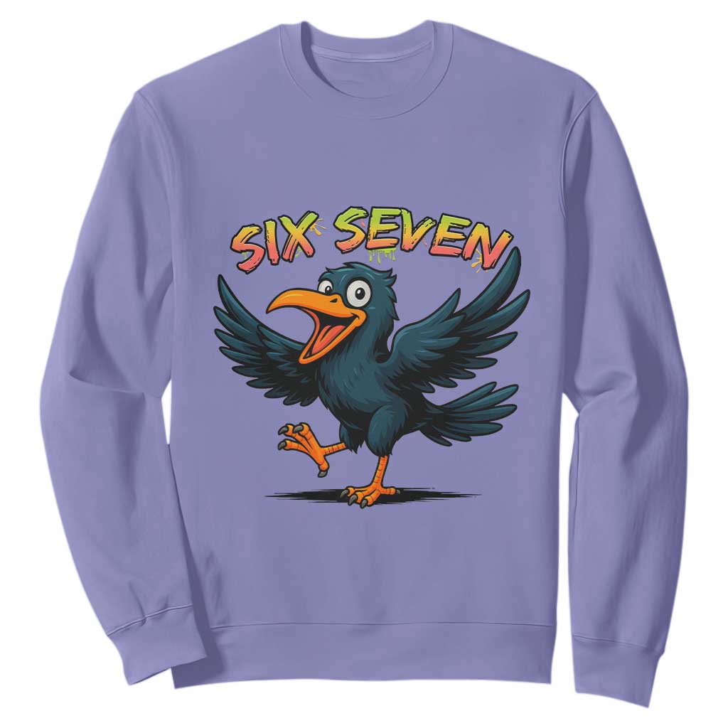Funny Raven Six Seven Meme Trending Gift Sweatshirt TS12 Violet Print Your Wear