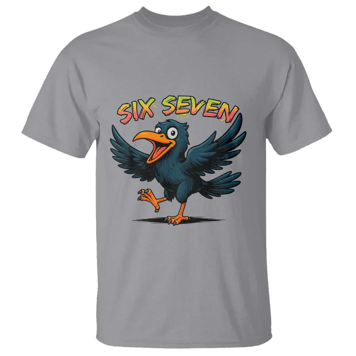 Funny Raven Six Seven Meme Trending Gift T Shirt TS12 Sport Gray Print Your Wear