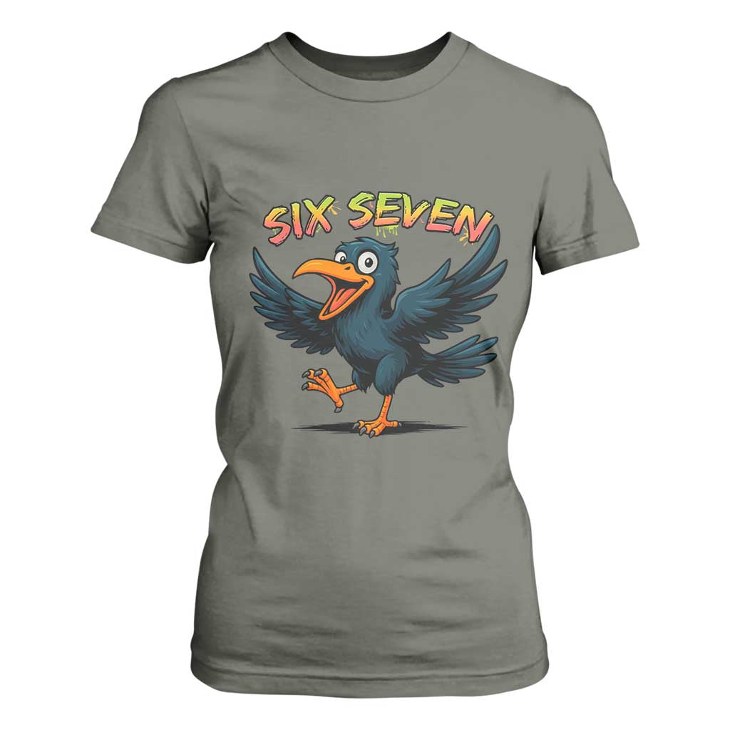 Funny Raven Six Seven Meme Trending Gift T Shirt For Women TS12 Military Green Print Your Wear