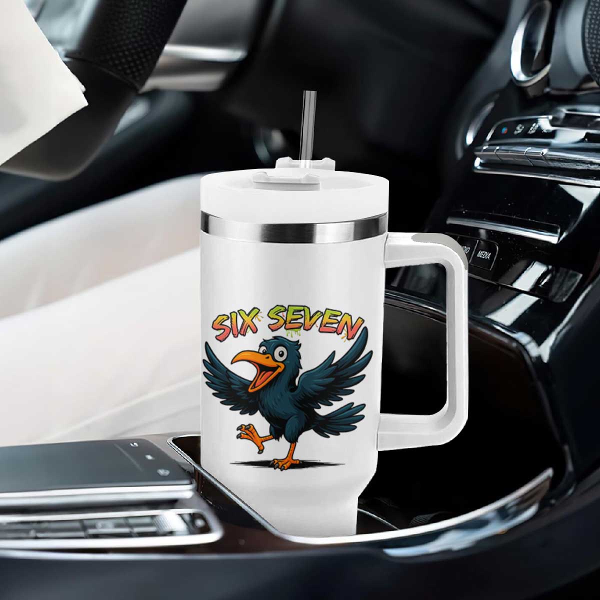 Funny Raven Six Seven Meme Trending Gift Tumbler With Handle TS12 Print Your Wear