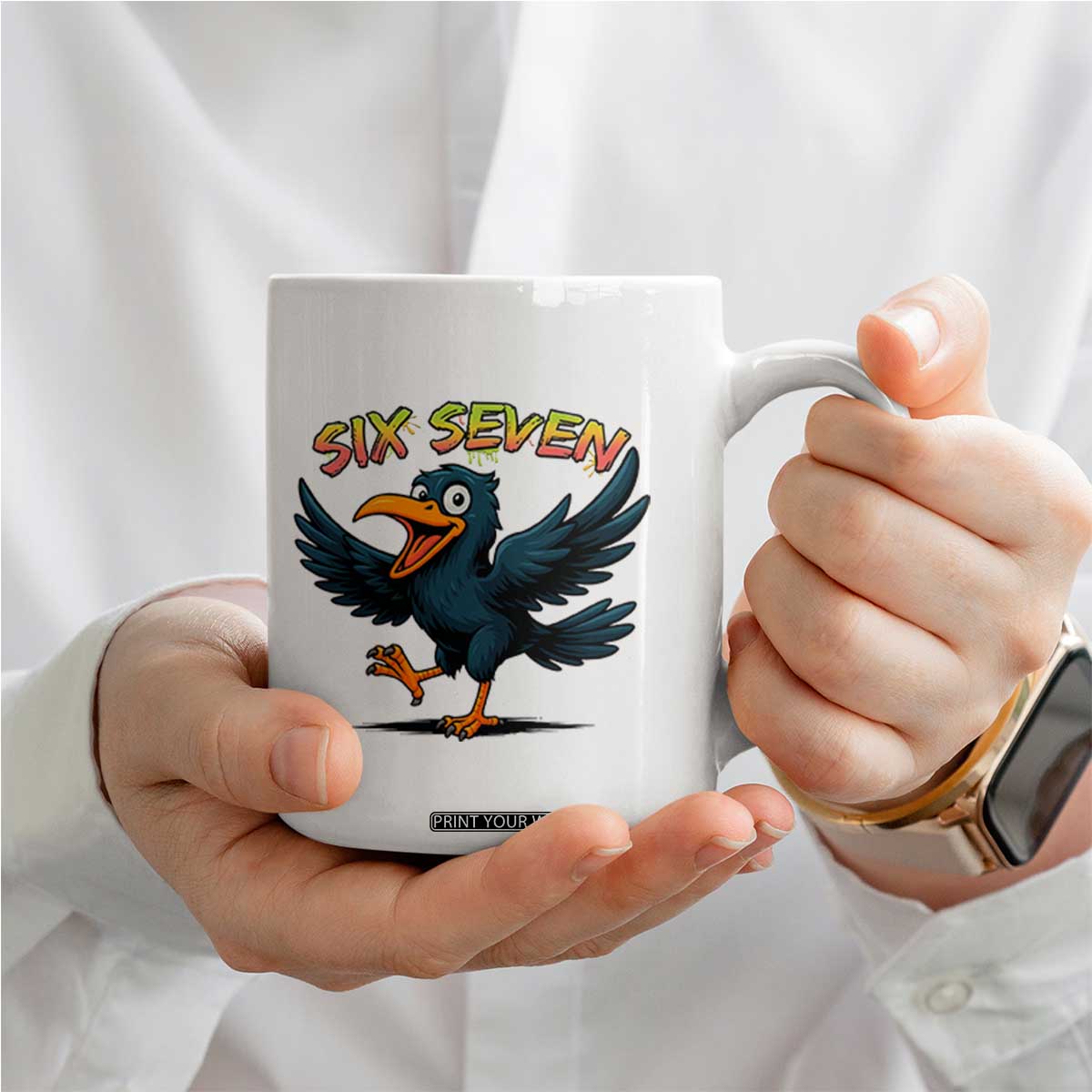 Funny Raven Six Seven Meme Trending Gift Coffee Mug TS12 Print Your Wear