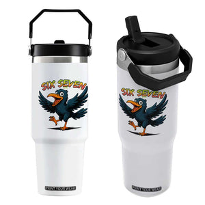 Funny Raven Six Seven Meme Trending Gift Flip Straw Tumbler TS12 One Size: 30 oz White Print Your Wear
