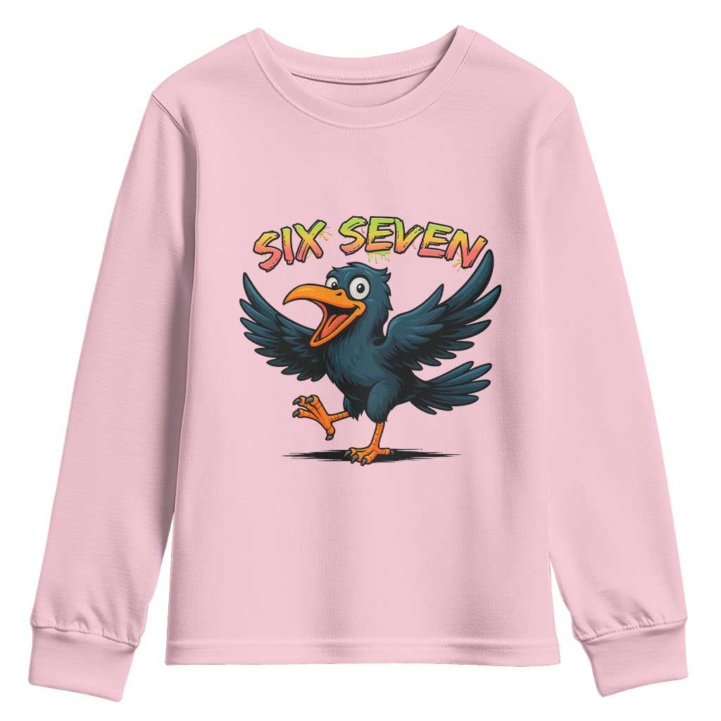 Funny Raven Six Seven Meme Trending Gift Youth Sweatshirt TS12 Light Pink Print Your Wear