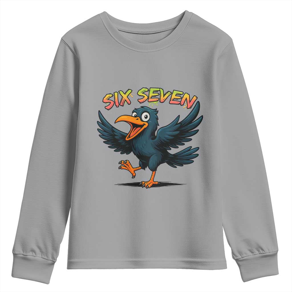 Funny Raven Six Seven Meme Trending Gift Youth Sweatshirt TS12 Sport Gray Print Your Wear
