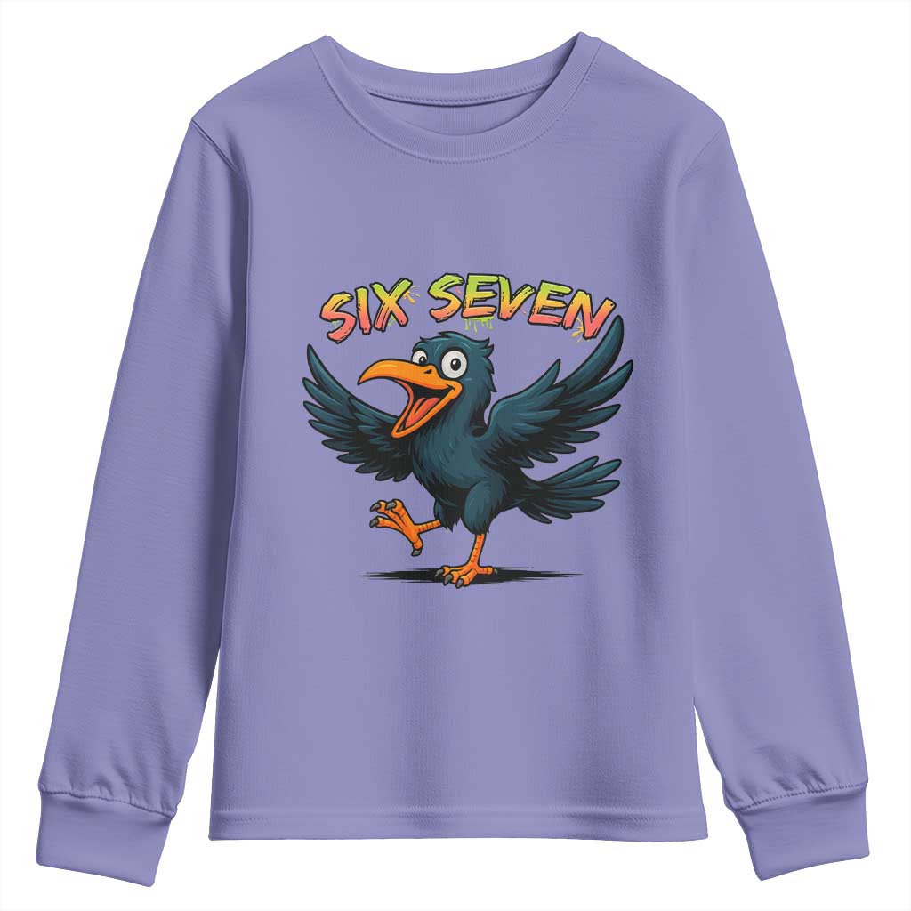 Funny Raven Six Seven Meme Trending Gift Youth Sweatshirt TS12 Violet Print Your Wear