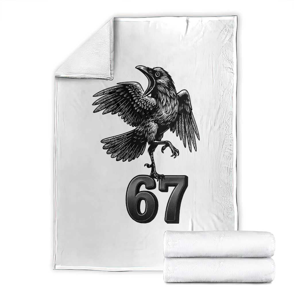 Funny Raven Brainrot Six Seven Meme Gift Throw Blanket TS12 White Print Your Wear