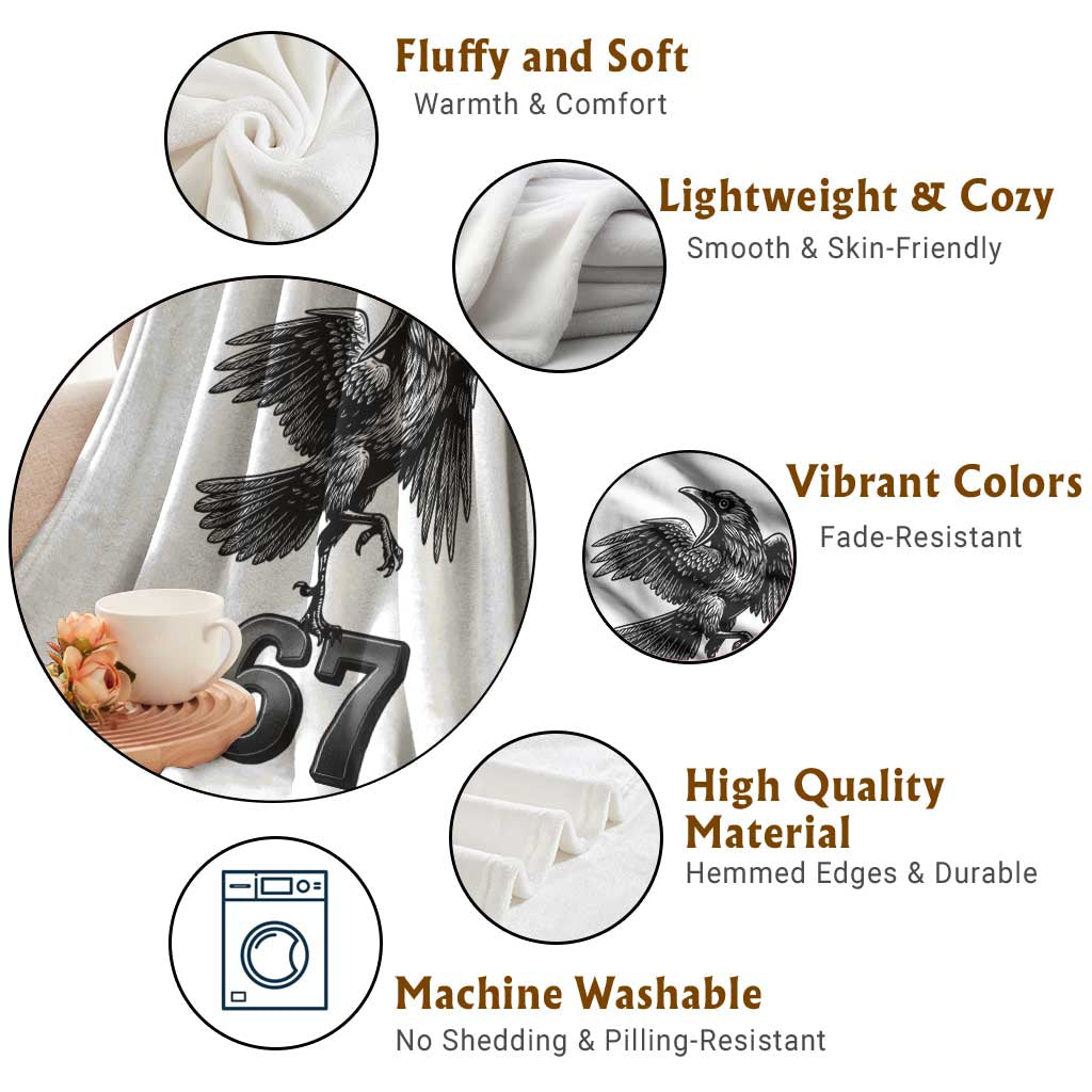 Funny Raven Brainrot Six Seven Meme Gift Throw Blanket TS12 Print Your Wear