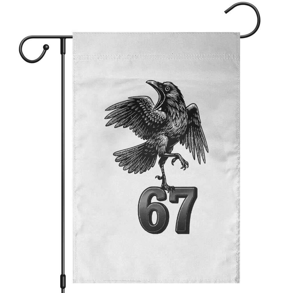 Funny Raven Brainrot Six Seven Meme Gift Garden Flag TS12 White Print Your Wear