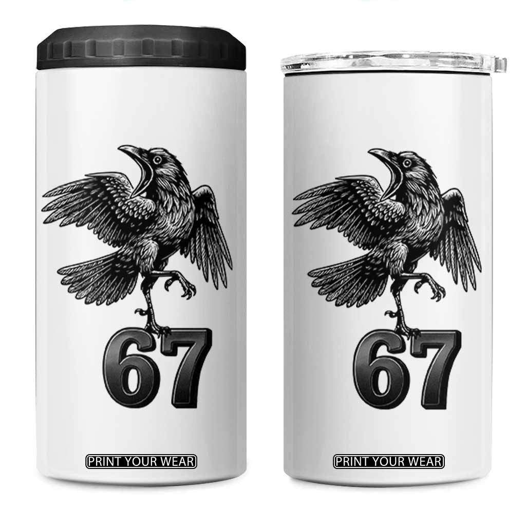 Funny Raven Brainrot Six Seven Meme Gift 4 in 1 Can Cooler Tumbler TS12 One Size: 16 oz White Print Your Wear