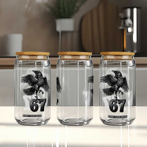 Funny Raven Brainrot Six Seven Meme Gift Glass Can TS12 Print Your Wear