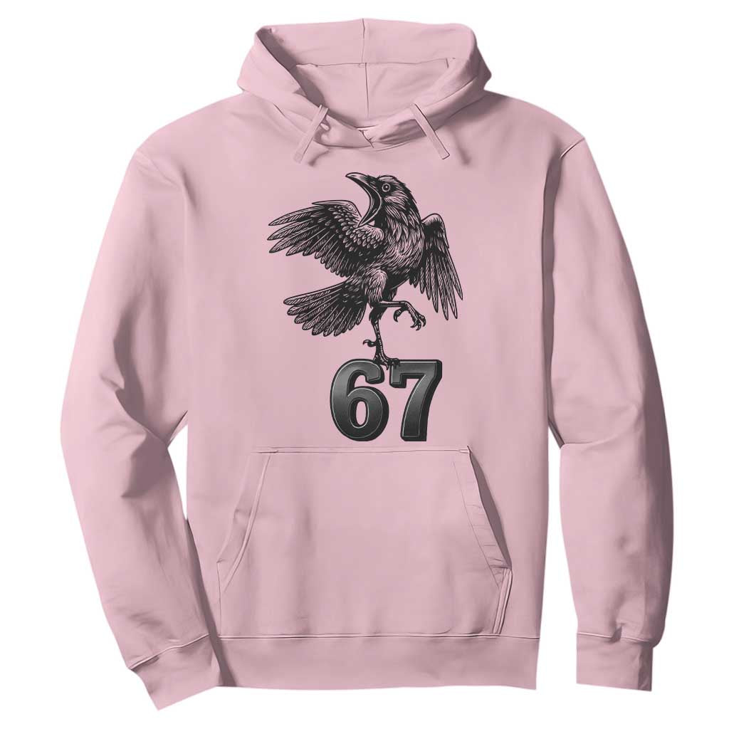 Funny Raven Brainrot Six Seven Meme Gift Hoodie TS12 Light Pink Print Your Wear
