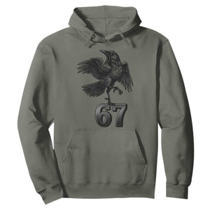 Funny Raven Brainrot Six Seven Meme Gift Hoodie TS12 Military Green Print Your Wear