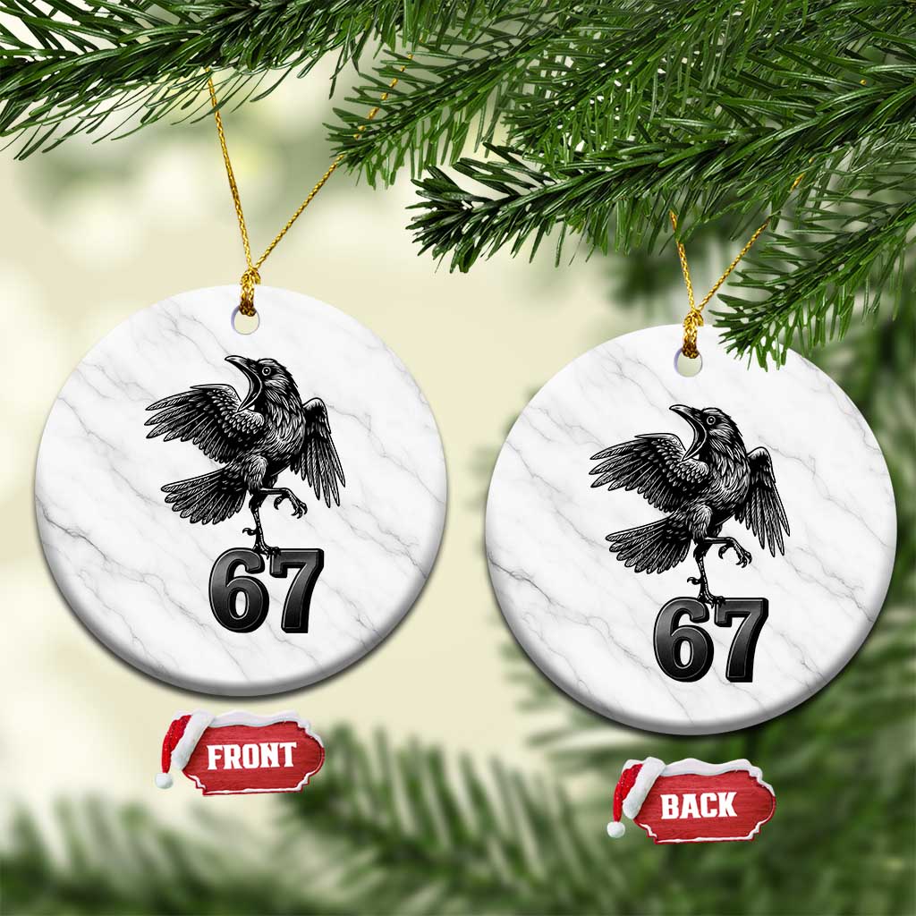 Funny Raven Brainrot Six Seven Meme Gift Ceramic Ornament TS12 1pc White Marble Print Your Wear