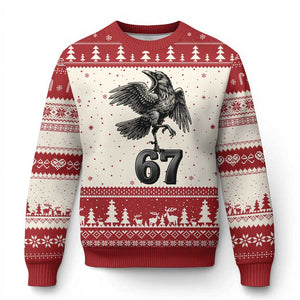 Funny Raven Brainrot Six Seven Meme Gift Ugly Christmas Sweater TS12 Beige Red Print Your Wear