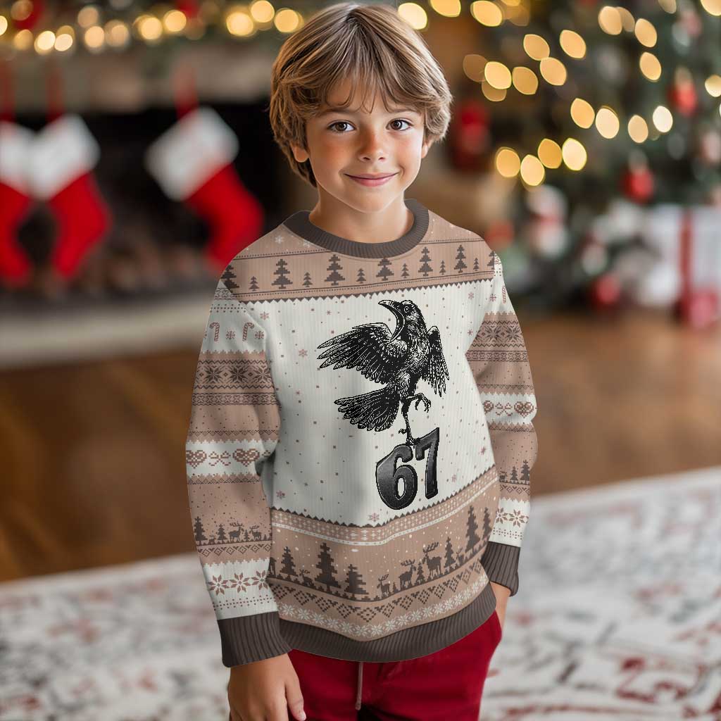 Funny Raven Brainrot Six Seven Meme Gift Ugly Christmas Sweater TS12 Mocha Mousse Print Your Wear