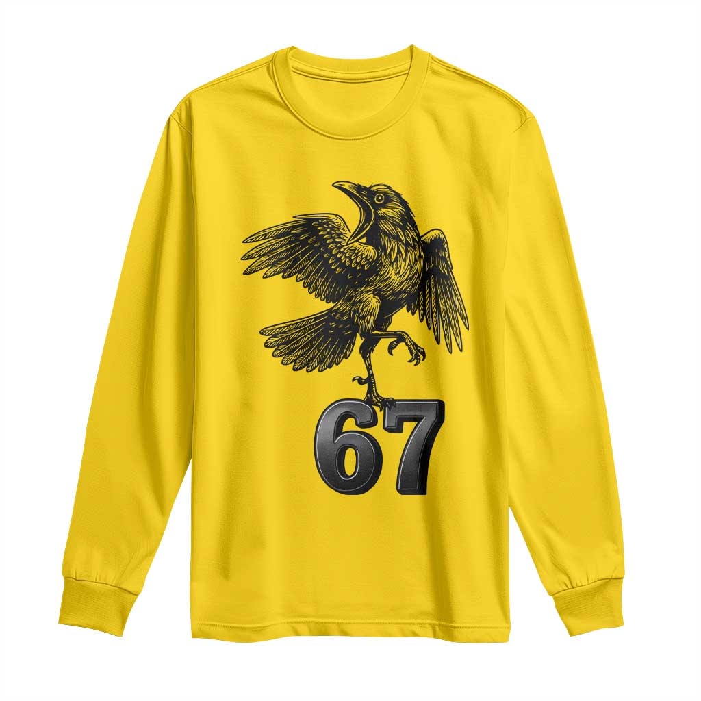 Funny Raven Brainrot Six Seven Meme Gift Long Sleeve Shirt TS12 Daisy Print Your Wear