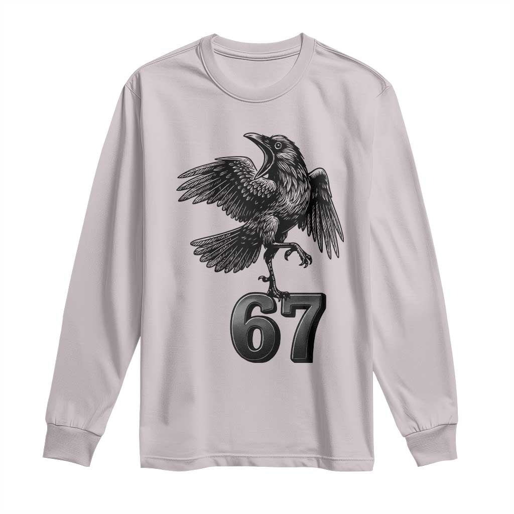 Funny Raven Brainrot Six Seven Meme Gift Long Sleeve Shirt TS12 Ice Gray Print Your Wear