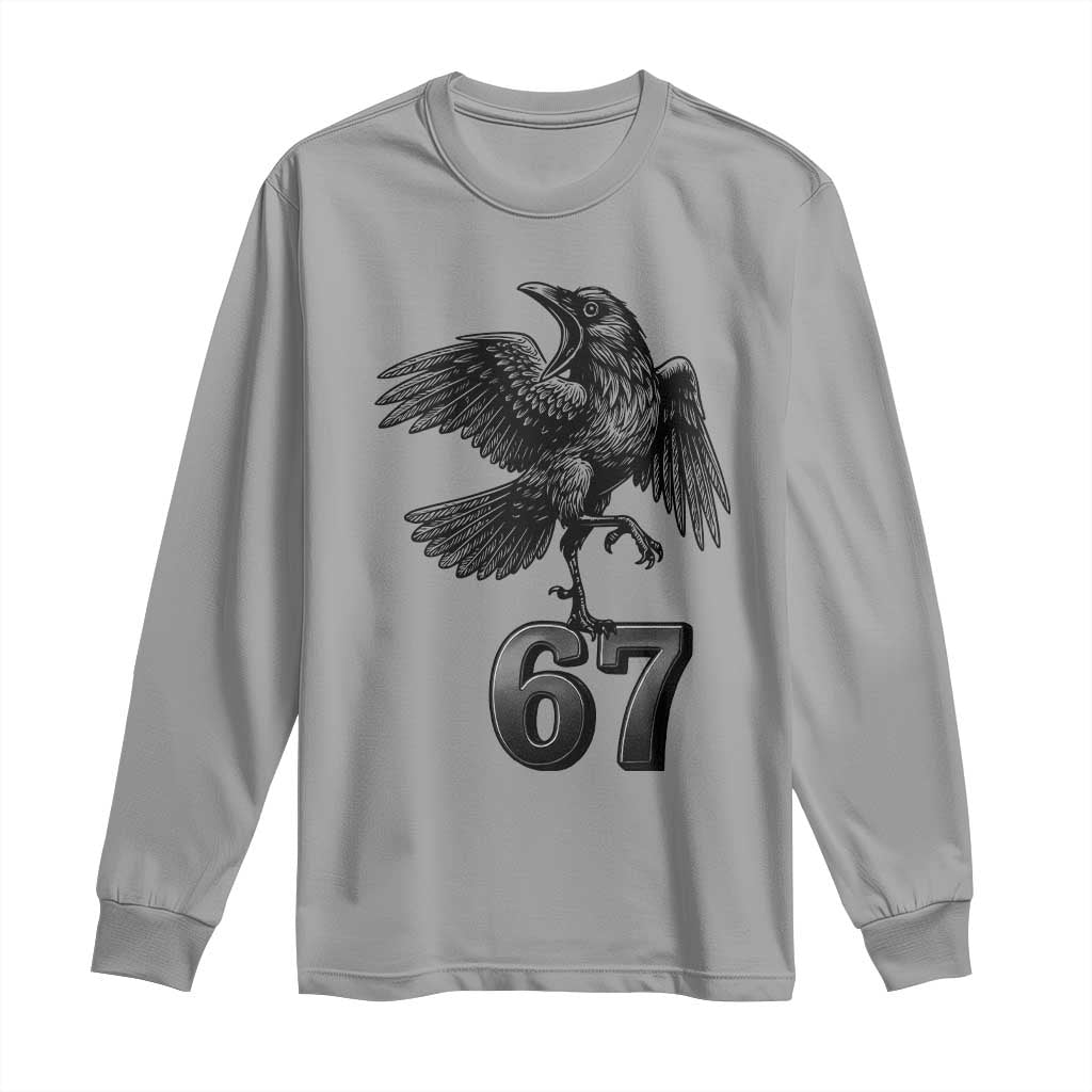Funny Raven Brainrot Six Seven Meme Gift Long Sleeve Shirt TS12 Sport Gray Print Your Wear