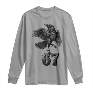Funny Raven Brainrot Six Seven Meme Gift Long Sleeve Shirt TS12 Sport Gray Print Your Wear