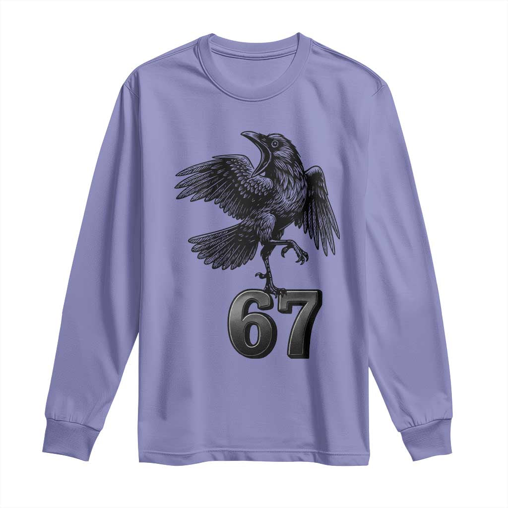 Funny Raven Brainrot Six Seven Meme Gift Long Sleeve Shirt TS12 Violet Print Your Wear