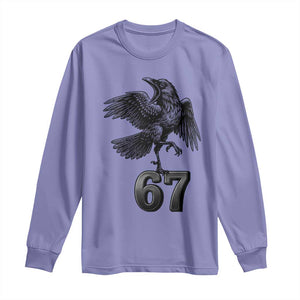 Funny Raven Brainrot Six Seven Meme Gift Long Sleeve Shirt TS12 Violet Print Your Wear