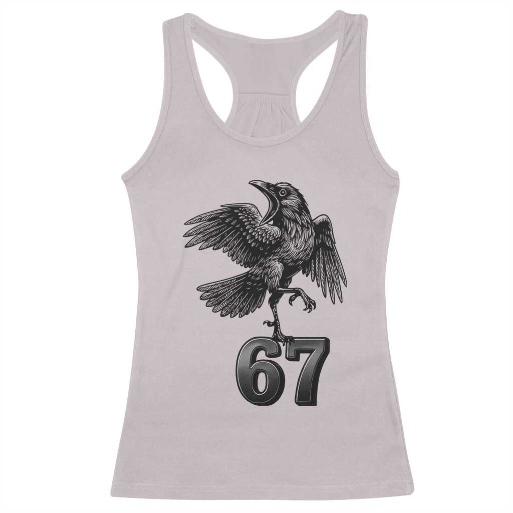 Funny Raven Brainrot Six Seven Meme Gift Racerback Tank Top TS12 Ice Gray Print Your Wear