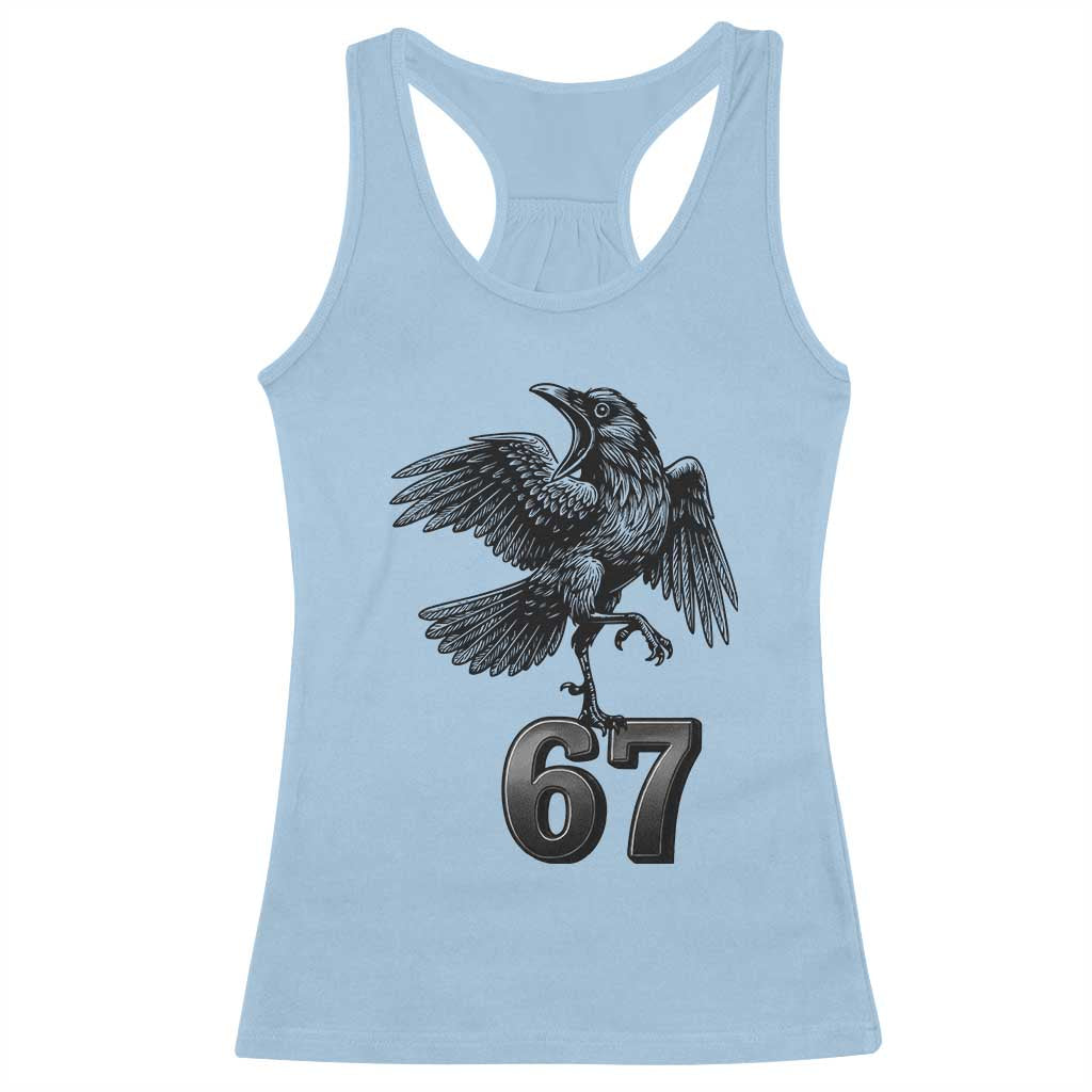 Funny Raven Brainrot Six Seven Meme Gift Racerback Tank Top TS12 Light Blue Print Your Wear