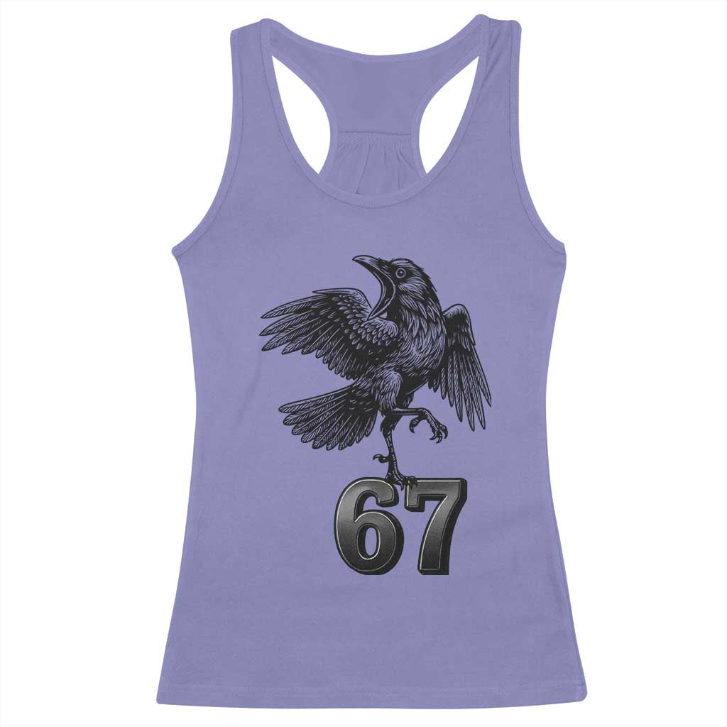 Funny Raven Brainrot Six Seven Meme Gift Racerback Tank Top TS12 Violet Print Your Wear