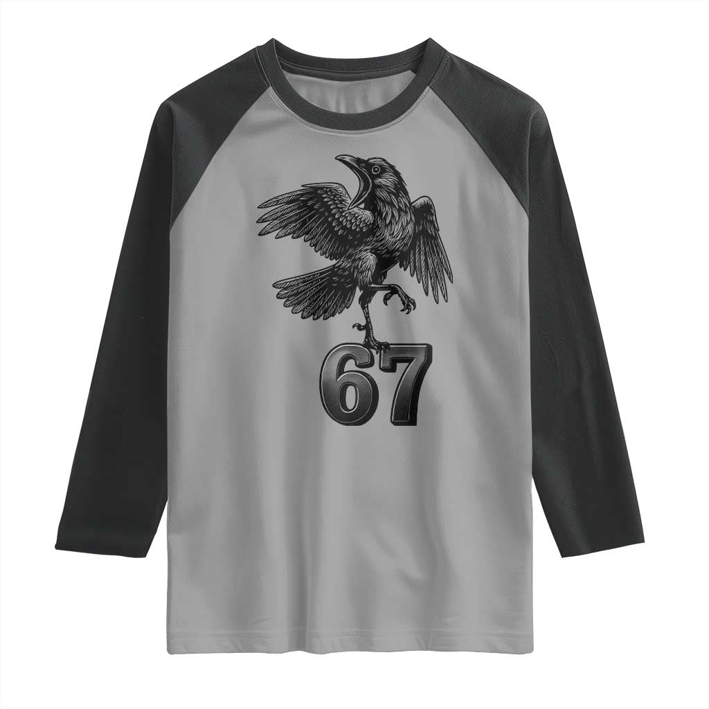 Funny Raven Brainrot Six Seven Meme Gift Raglan Shirt TS12 Sport Gray Black Print Your Wear