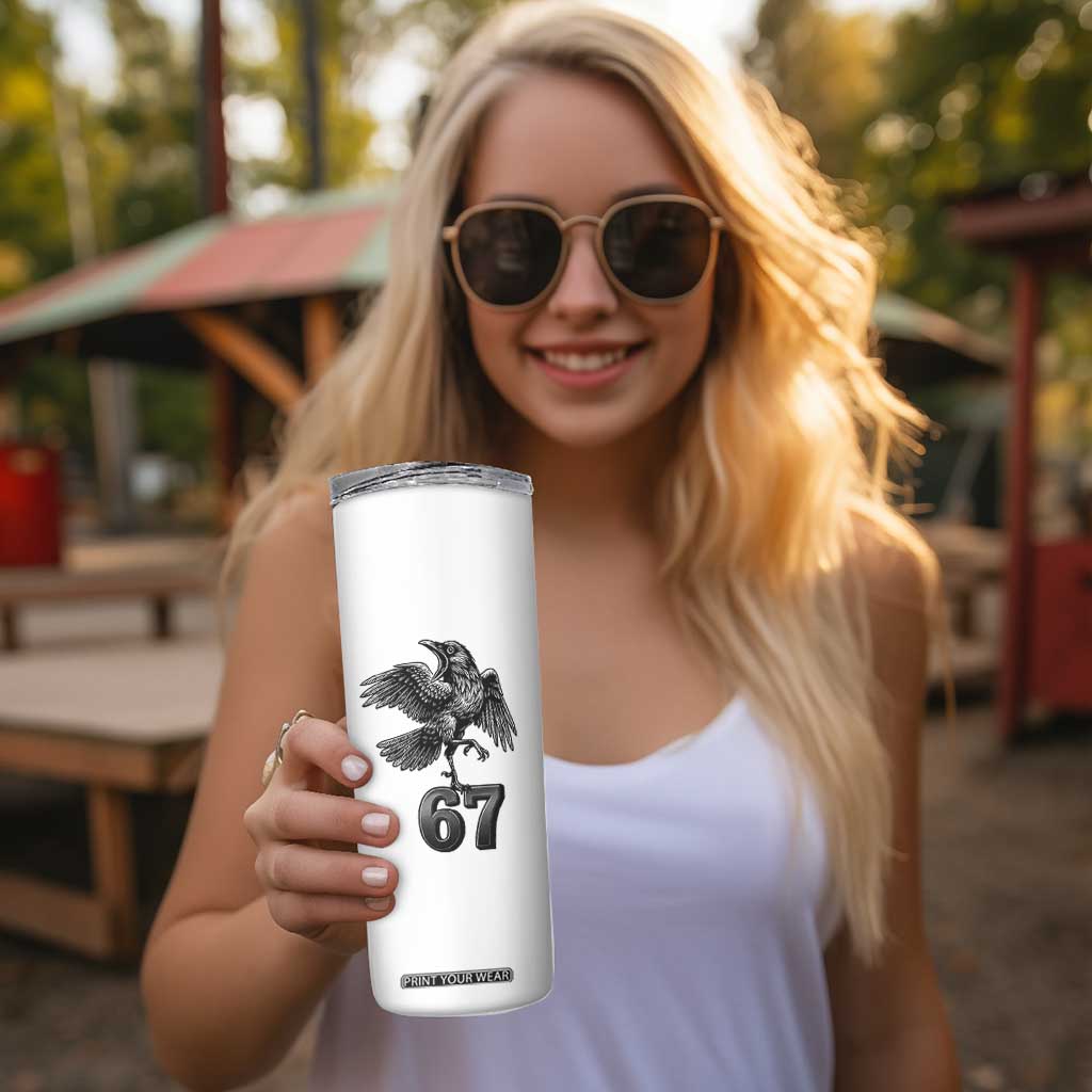Funny Raven Brainrot Six Seven Meme Gift Skinny Tumbler TS12 Print Your Wear