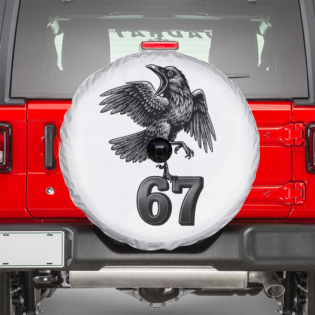 Funny Raven Brainrot Six Seven Meme Gift Spare Tire Cover TS12 White Print Your Wear