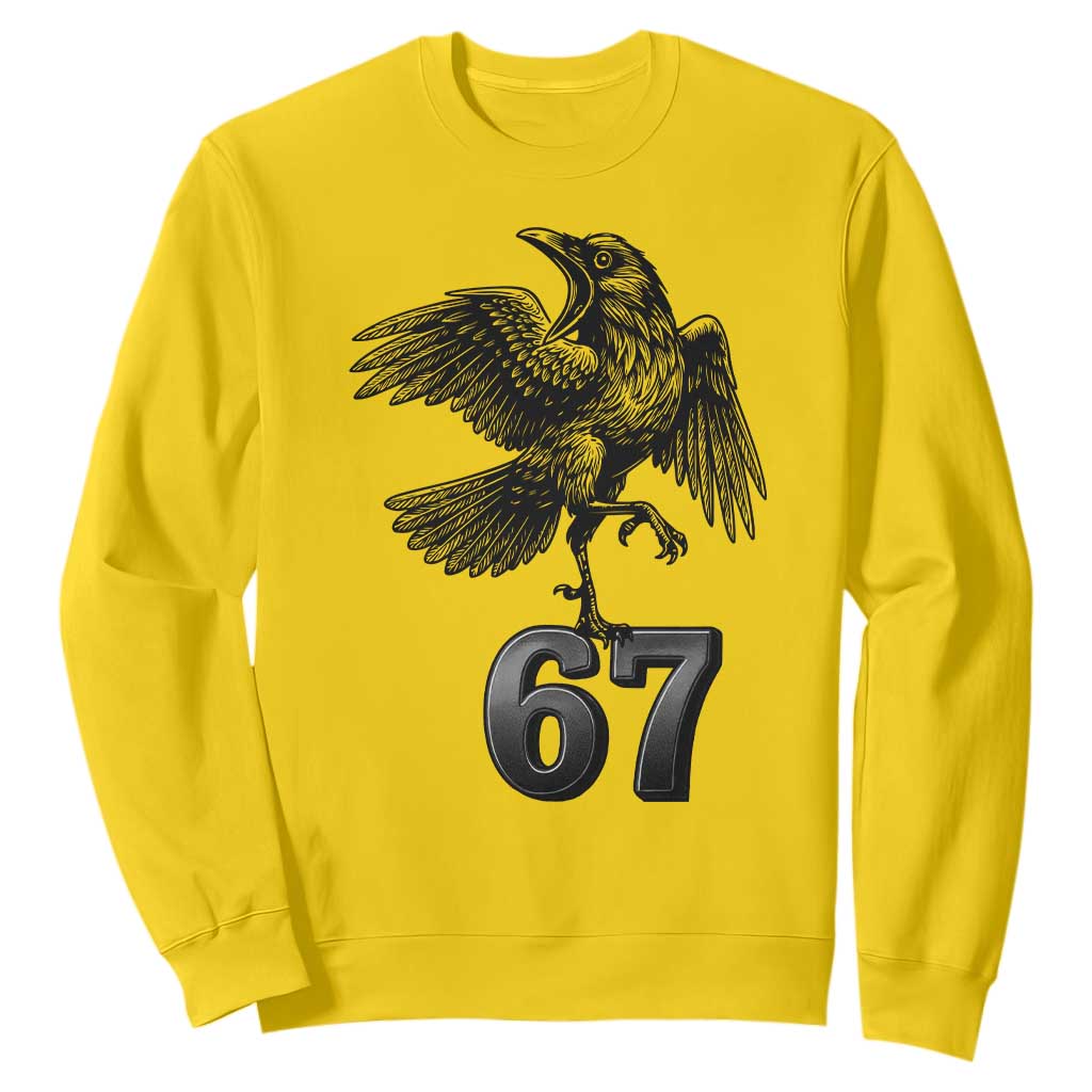 Funny Raven Brainrot Six Seven Meme Gift Sweatshirt TS12 Daisy Print Your Wear