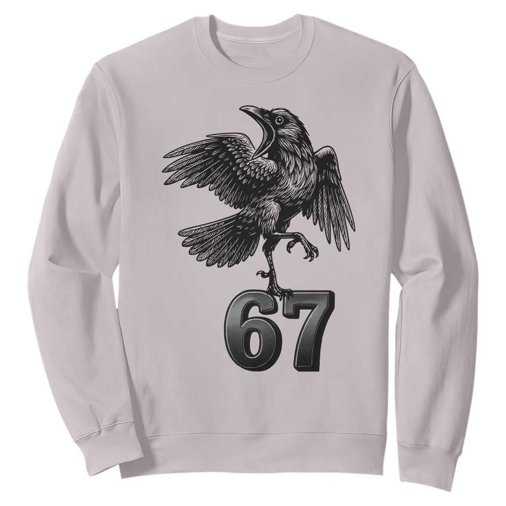 Funny Raven Brainrot Six Seven Meme Gift Sweatshirt TS12 Ice Gray Print Your Wear