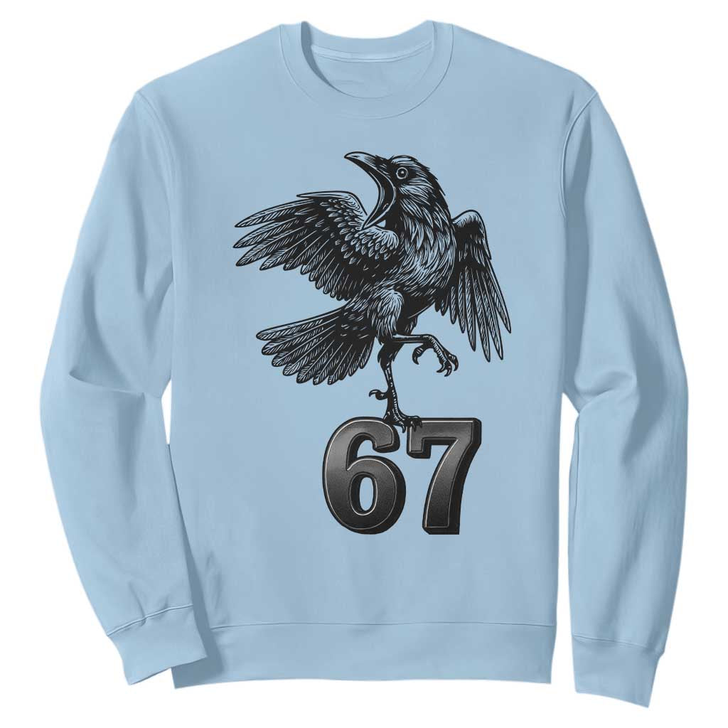 Funny Raven Brainrot Six Seven Meme Gift Sweatshirt TS12 Light Blue Print Your Wear