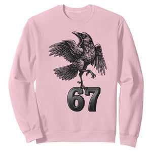 Funny Raven Brainrot Six Seven Meme Gift Sweatshirt TS12 Light Pink Print Your Wear