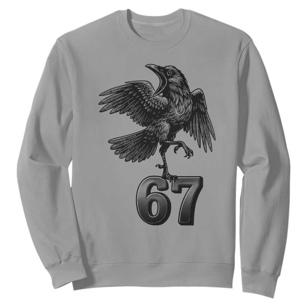 Funny Raven Brainrot Six Seven Meme Gift Sweatshirt TS12 Sport Gray Print Your Wear