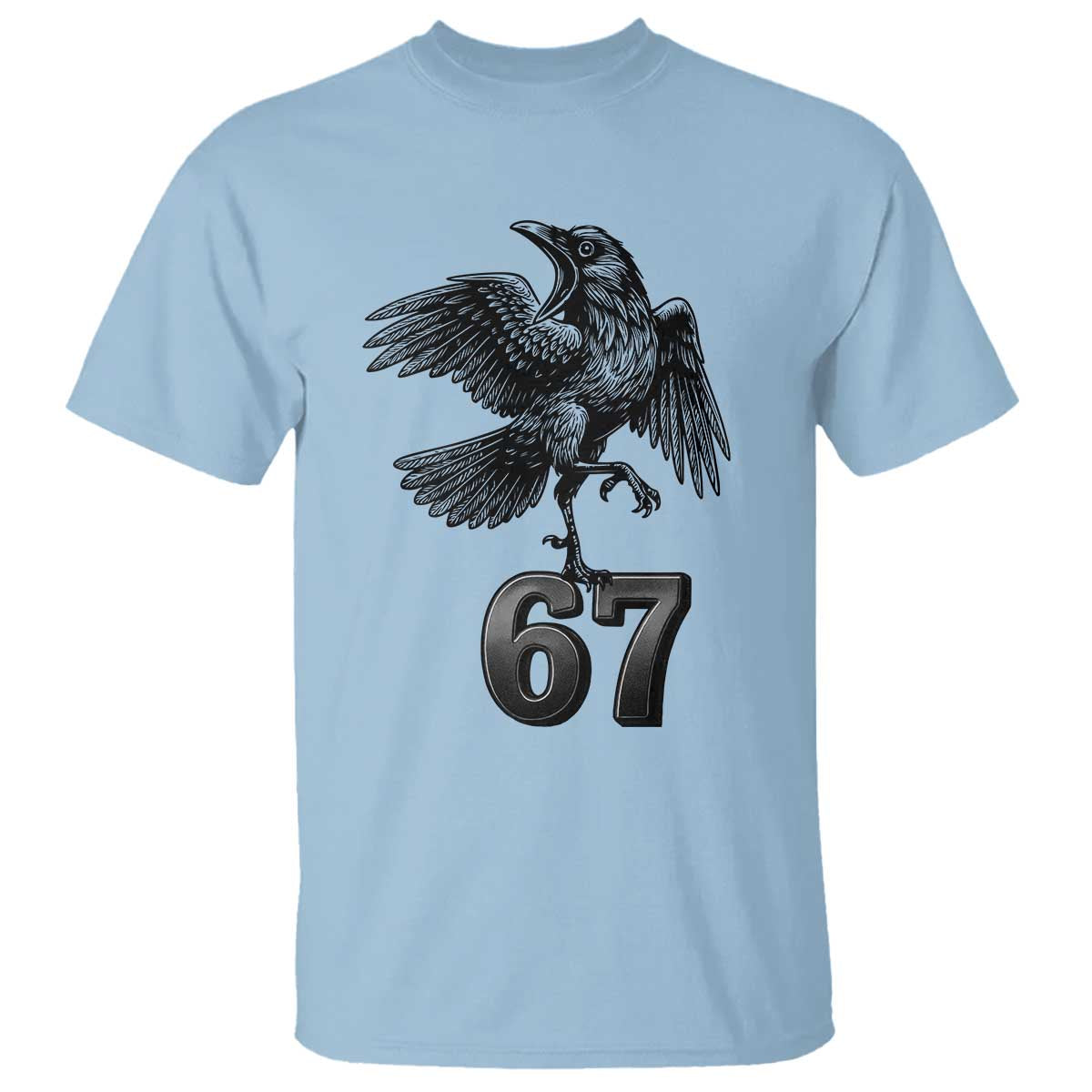 Funny Raven Brainrot Six Seven Meme Gift T Shirt TS12 Light Blue Print Your Wear