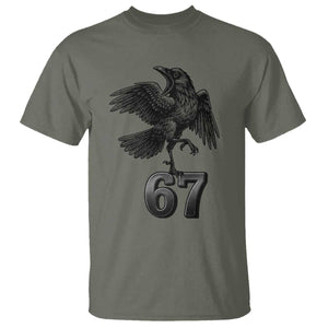 Funny Raven Brainrot Six Seven Meme Gift T Shirt TS12 Military Green Print Your Wear