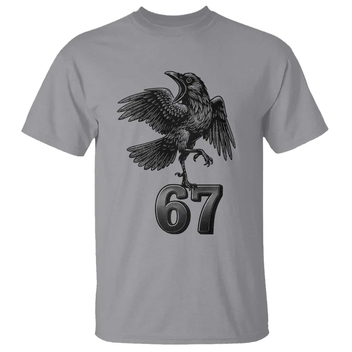 Funny Raven Brainrot Six Seven Meme Gift T Shirt TS12 Sport Gray Print Your Wear