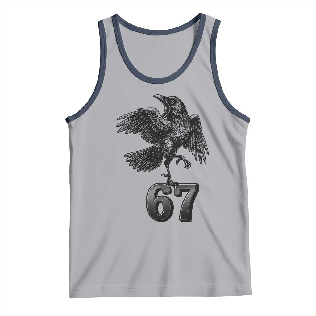 Funny Raven Brainrot Six Seven Meme Gift Tank Top TS12 Athletic Heather Navy Print Your Wear
