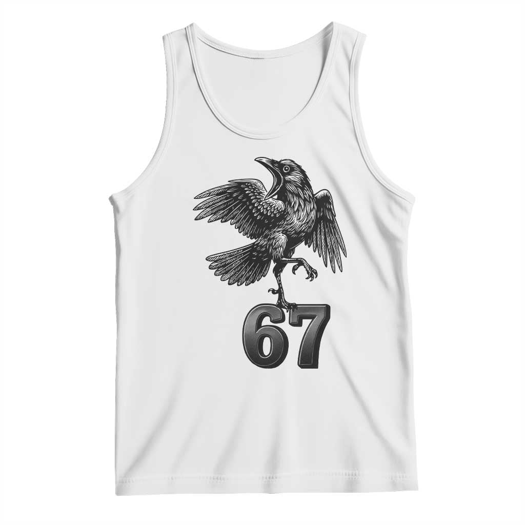 Funny Raven Brainrot Six Seven Meme Gift Tank Top TS12 White Print Your Wear