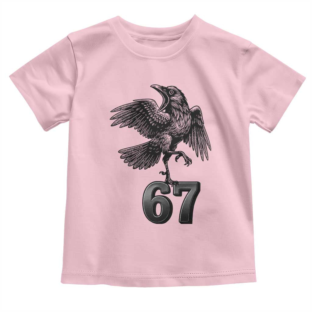 Funny Raven Brainrot Six Seven Meme Gift Toddler T Shirt TS12 Light Pink Print Your Wear