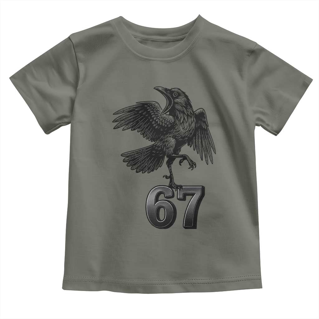 Funny Raven Brainrot Six Seven Meme Gift Toddler T Shirt TS12 Military Green Print Your Wear