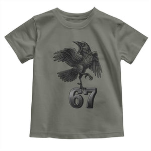 Funny Raven Brainrot Six Seven Meme Gift Toddler T Shirt TS12 Military Green Print Your Wear