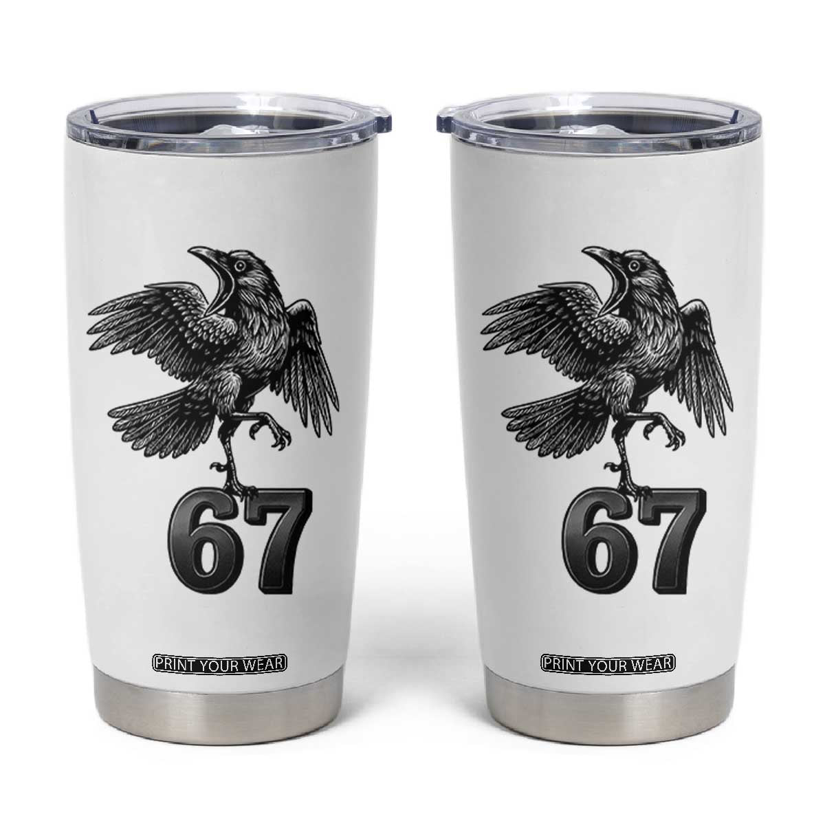 Funny Raven Brainrot Six Seven Meme Gift Tumbler Cup TS12 White Print Your Wear