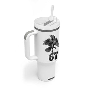 Funny Raven Brainrot Six Seven Meme Gift Tumbler With Handle TS12 Print Your Wear
