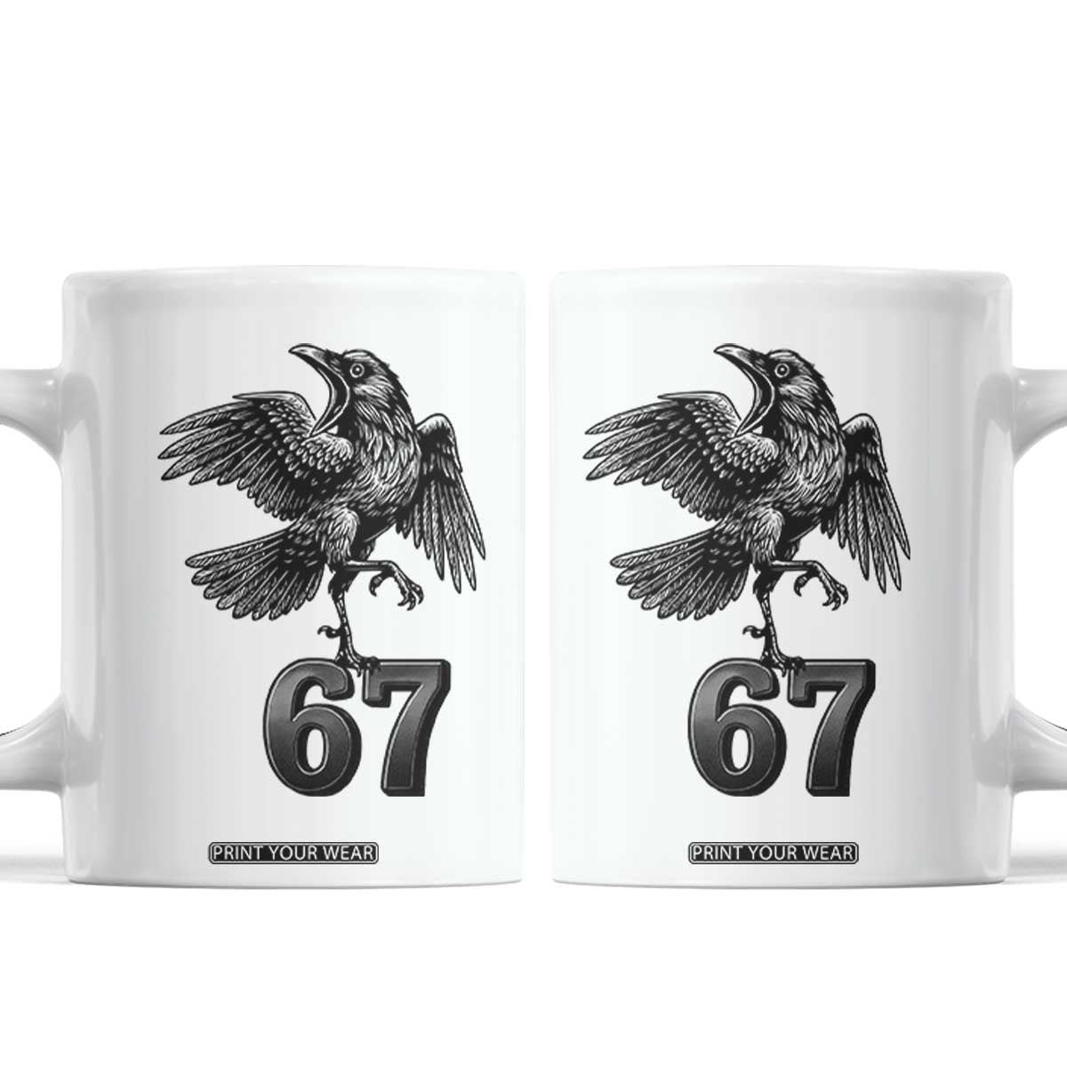 Funny Raven Brainrot Six Seven Meme Gift Coffee Mug TS12 White Print Your Wear