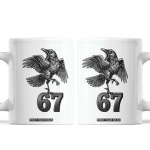Funny Raven Brainrot Six Seven Meme Gift Coffee Mug TS12 White Print Your Wear